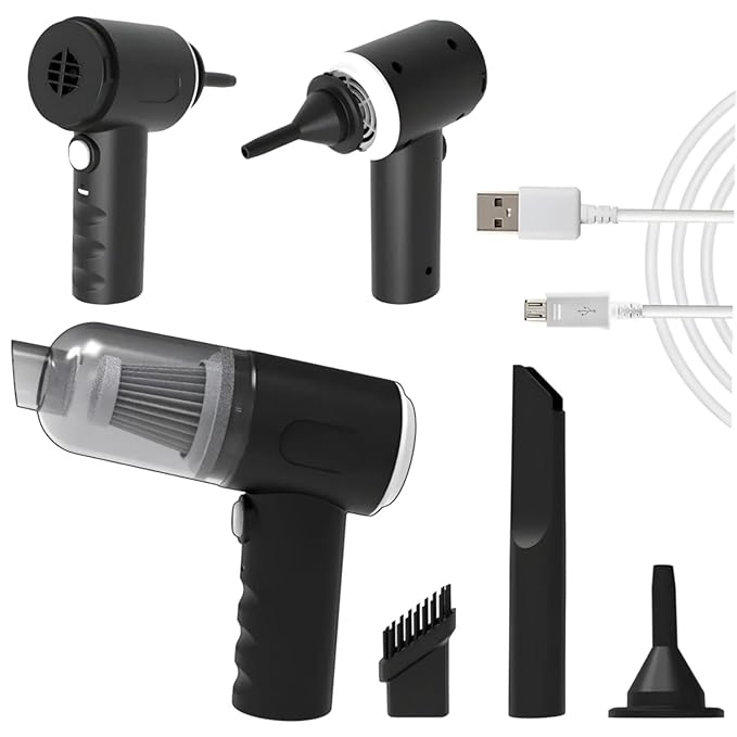 Portable Car Vacuum Cleaner with Blower | USB Rechargeable Wireless Handheld Cleaner Traveling,Portable,Rechargeable (3innn1)