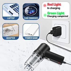 Portable Car Vacuum Cleaner with Blower | USB Rechargeable Wireless Handheld Cleaner Traveling,Portable,Rechargeable (3innn1)