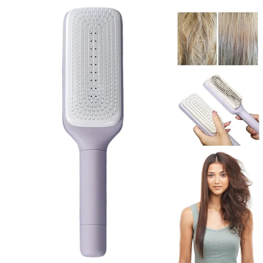 Self Cleaning Anti Static Massage Comb 4 In 1 Hair Brush Square Massage Comb