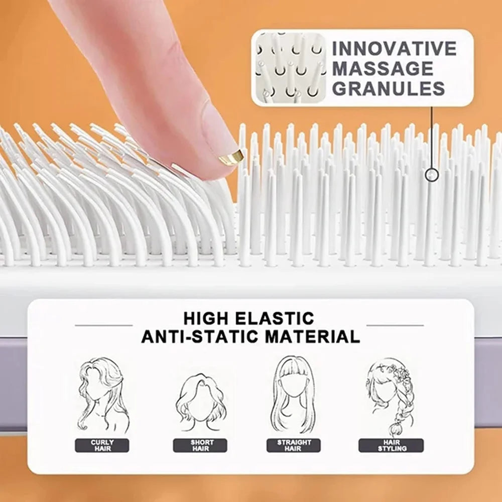 Self Cleaning Anti Static Massage Comb 4 In 1 Hair Brush Square Massage Comb