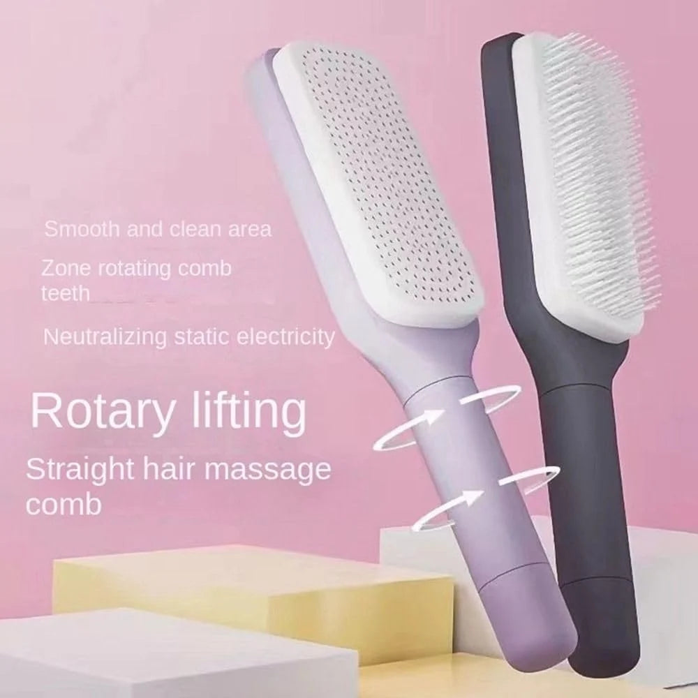 Self Cleaning Anti Static Massage Comb 4 In 1 Hair Brush Square Massage Comb